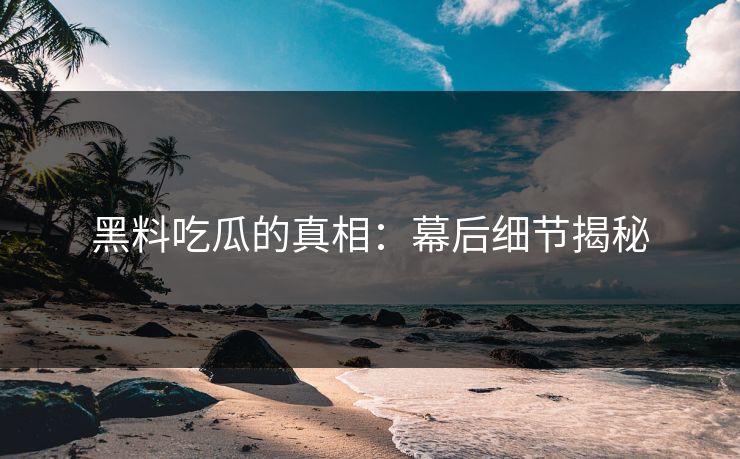 黑料吃瓜的真相：幕后细节揭秘