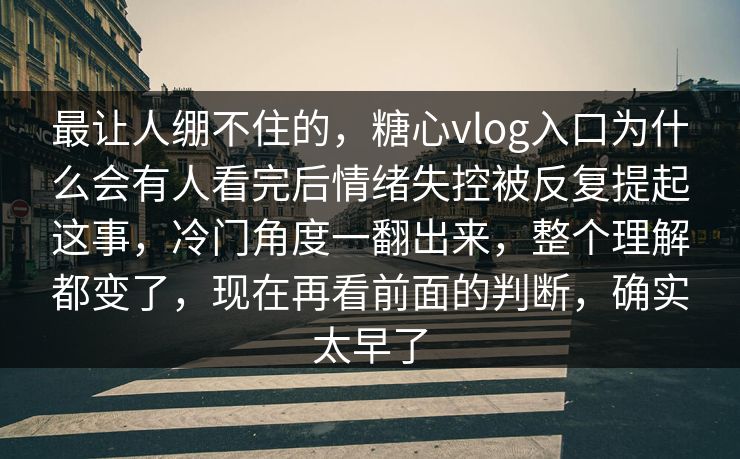 最让人绷不住的，糖心vlog入口为什么会有人看完后情绪失控被反复提起这事，冷门角度一翻出来，整个理解都变了，现在再看前面的判断，确实太早了