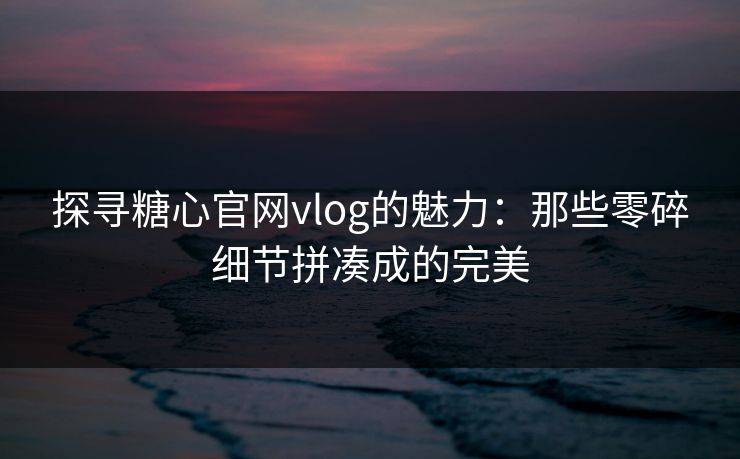 探寻糖心官网vlog的魅力：那些零碎细节拼凑成的完美