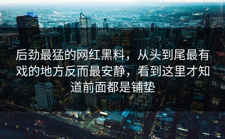后劲最猛的网红黑料，从头到尾最有戏的地方反而最安静，看到这里才知道前面都是铺垫