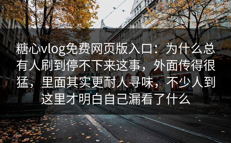 糖心vlog免费网页版入口：为什么总有人刷到停不下来这事，外面传得很猛，里面其实更耐人寻味，不少人到这里才明白自己漏看了什么