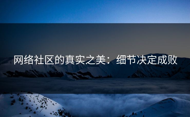 网络社区的真实之美：细节决定成败