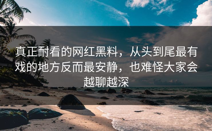 真正耐看的网红黑料，从头到尾最有戏的地方反而最安静，也难怪大家会越聊越深