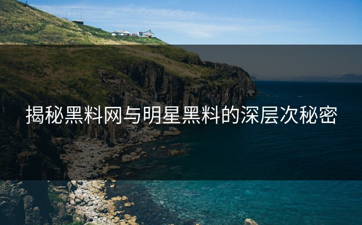 揭秘黑料网与明星黑料的深层次秘密