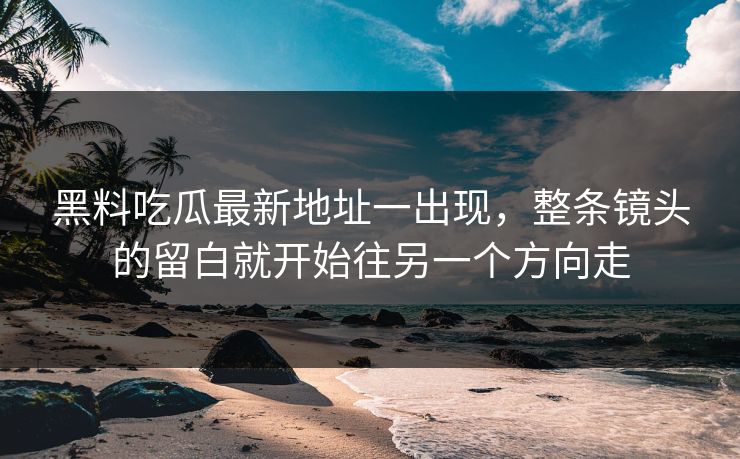 黑料吃瓜最新地址一出现，整条镜头的留白就开始往另一个方向走