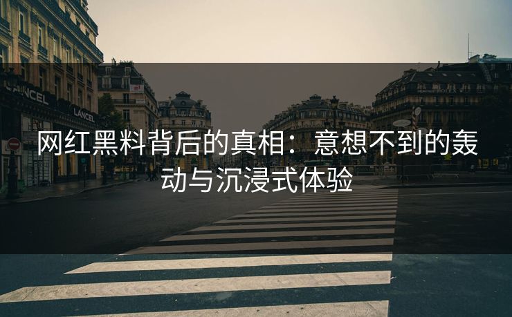 网红黑料背后的真相：意想不到的轰动与沉浸式体验