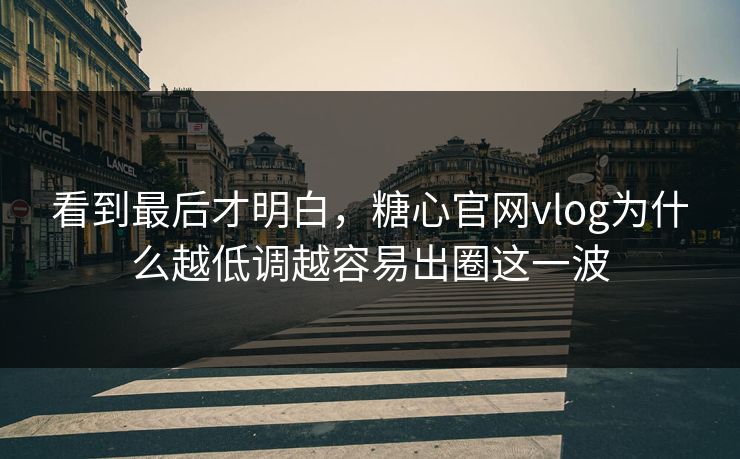 看到最后才明白，糖心官网vlog为什么越低调越容易出圈这一波