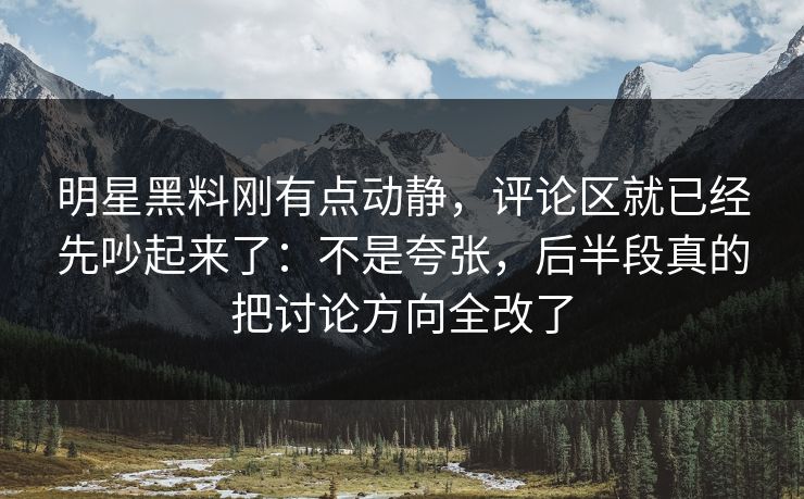 明星黑料刚有点动静，评论区就已经先吵起来了：不是夸张，后半段真的把讨论方向全改了